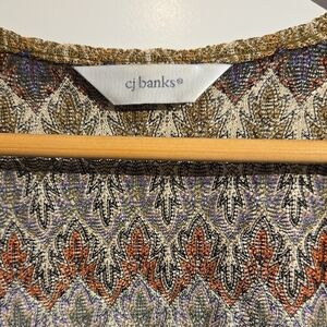 CJ Banks Multicolor Chevron Knit Top